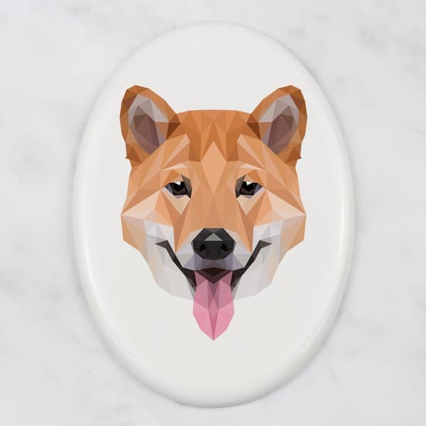 Shiba Inu - en bricka med ett foto och en geometrisk inskription av Art-Dog