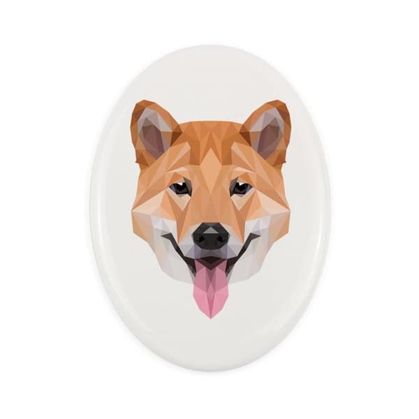Shiba Inu - en bricka med ett foto och en geometrisk inskription av Art-Dog