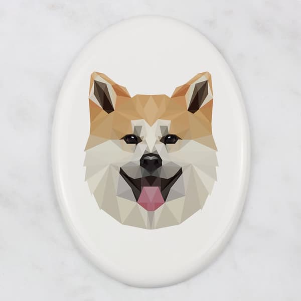 Akita, Akita Inu - en bricka med ett foto och en geometrisk inskription av Art-Dog