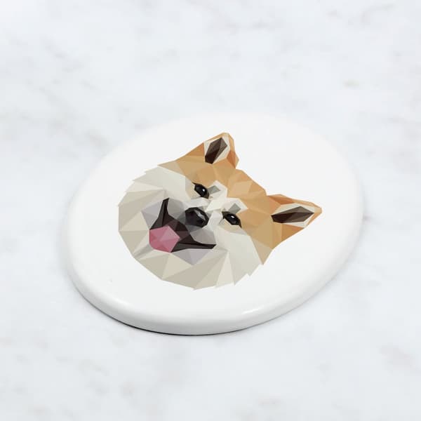 Akita, Akita Inu - en bricka med ett foto och en geometrisk inskription av Art-Dog