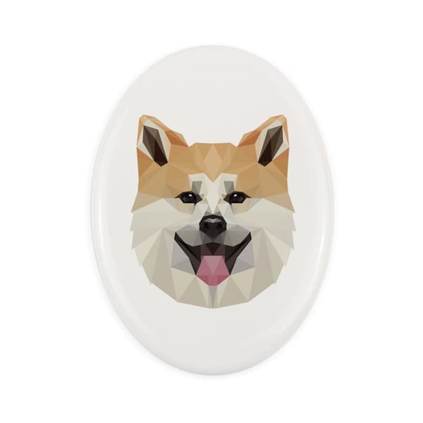 Akita, Akita Inu - en bricka med ett foto och en geometrisk inskription av Art-Dog
