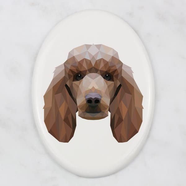 Pudel - en bricka med ett foto och en geometrisk inskription av Art-Dog