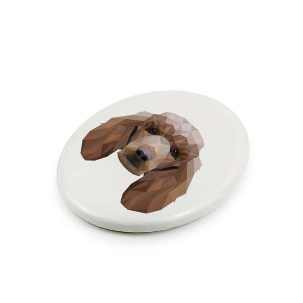 Pudel - en bricka med ett foto och en geometrisk inskription av Art-Dog