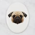 Miniatyrbillede 3 af 4: Pug, Pug, Carlin - en flise med et foto og en geometrisk inskription af Art-Dog