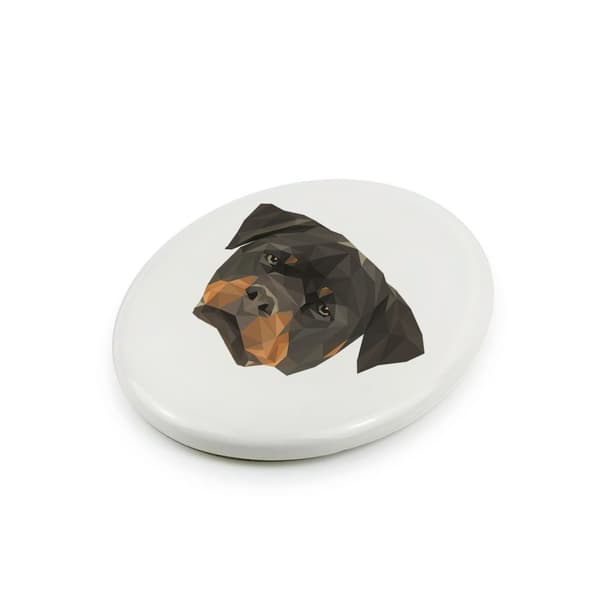 Rottweiler - laatta, jossa on valokuva ja geometrinen kirjoitus Art-Dogilta
