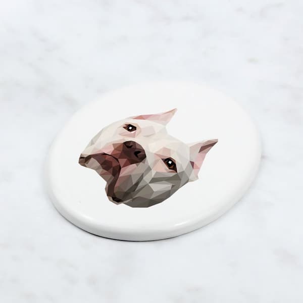 American Pit Bull Terrier, Pit Bull, American Pit Bull Terrier, Pitbull, APBT - geometrisk flise med foto og inskription af Art-Dog