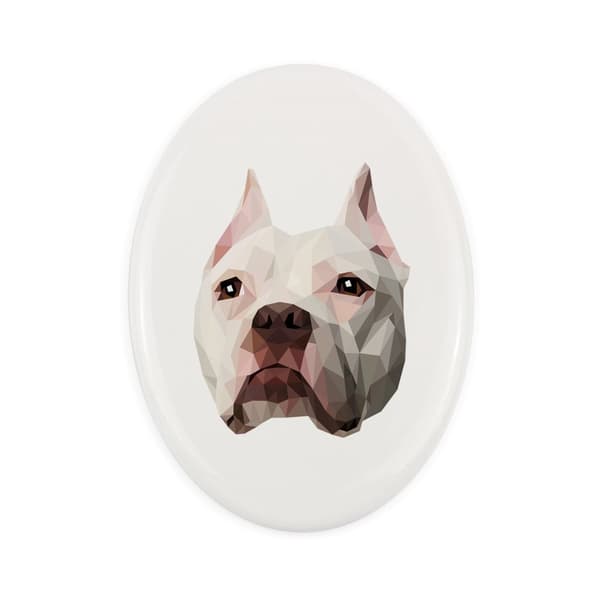 American Pit Bull Terrier, Pit Bull, American Pit Bull Terrier, Pitbull, APBT - geometrisk flise med foto og inskription af Art-Dog
