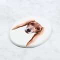 Pikkukuva 4 / 4: Persianvinttikoira, Saluki - Art-Dogin laatta valokuvalla ja geometrisella kirjoituksella