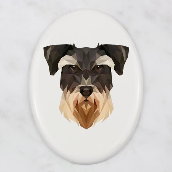 Schnauzer, Schnauzer - en bricka med ett foto och en geometrisk inskription av Art-Dog