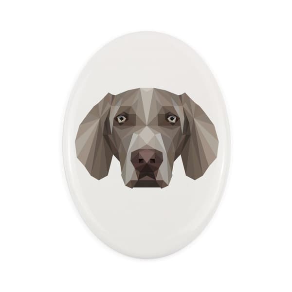 Weimaraner, Weimaraner - geometrisk flise med foto og inskription af Art-Dog
