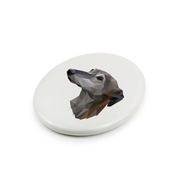 Greyhound, engelsk vinthund - en bricka med ett foto och en geometrisk inskription av Art-Dog
