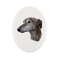 Miniatyrbild 1 av 4: Greyhound, engelsk vinthund - en bricka med ett foto och en geometrisk inskription av Art-Dog