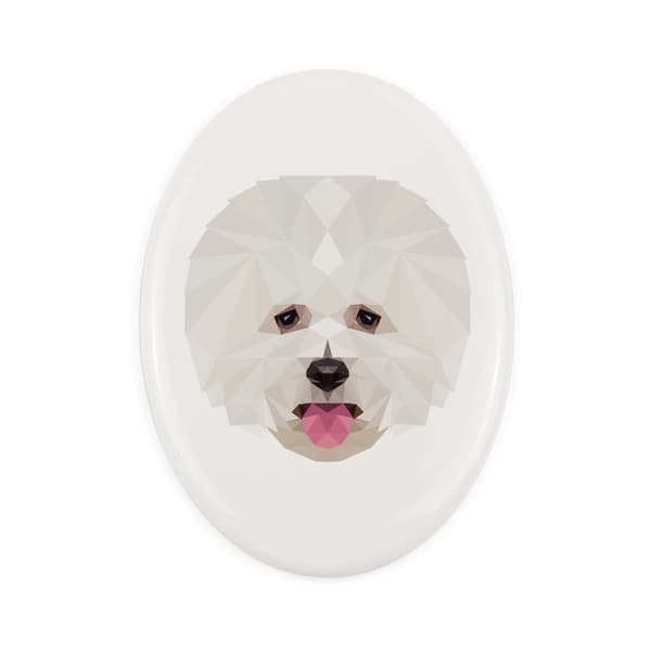Bichon Frise, Tenerife Dog - geometrisk flise med et foto og inskription af Art-Dog