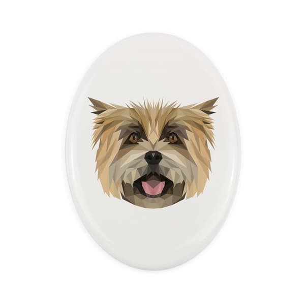 Cairn Terrier - en flise med et foto og en geometrisk inskription af Art-Dog