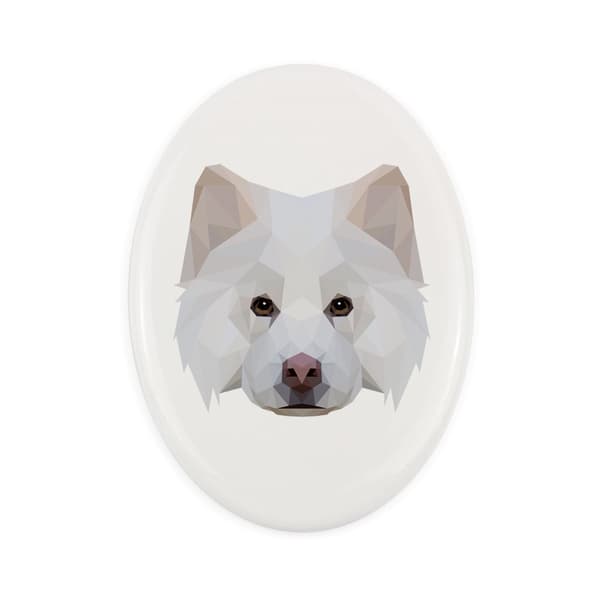 Finsk lapphund, finsk lapphund - geometrisk flise med foto og inskription af Art-Dog