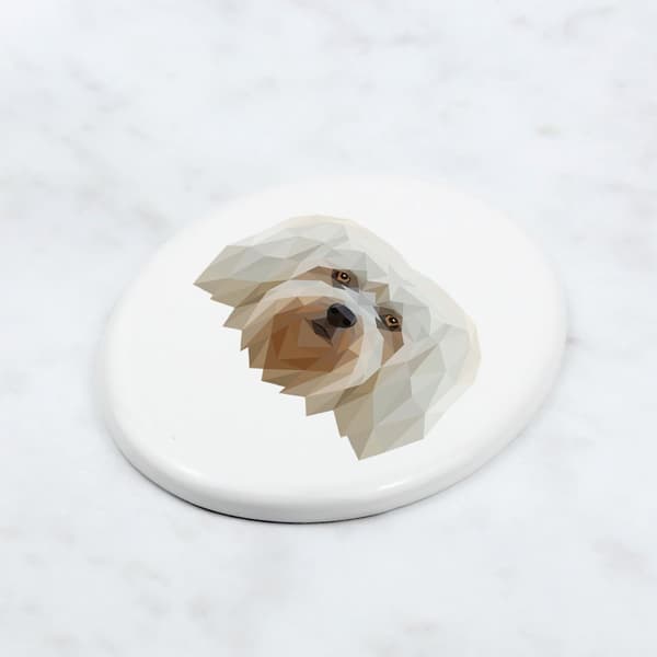 Havanese, Havanese - kakel med ett foto och en geometrisk inskription av Art-Dog