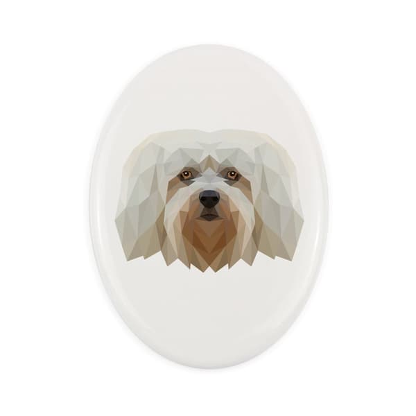 Havanese, Havanese - kakel med ett foto och en geometrisk inskription av Art-Dog