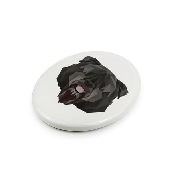 Bouvier des Flandres - laatta, jossa on valokuva ja geometrinen kirjoitus Art-Dogilta