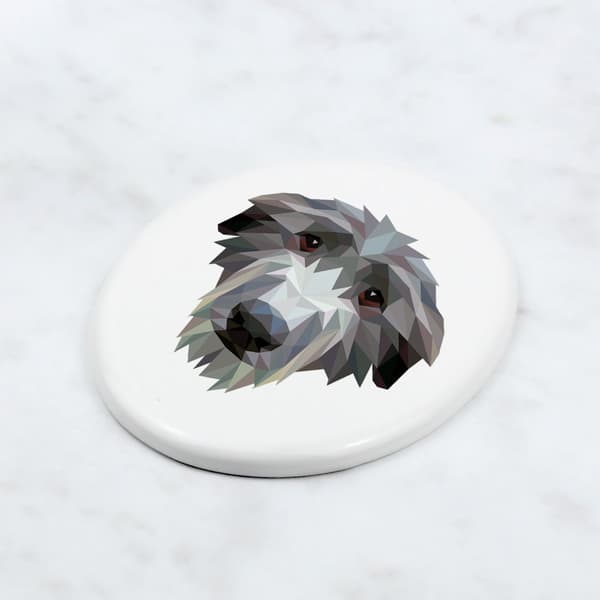 Skotlanninvinttikoira, Deerhound - laatta valokuvalla ja geometrisella kirjoituksella Art-Dog