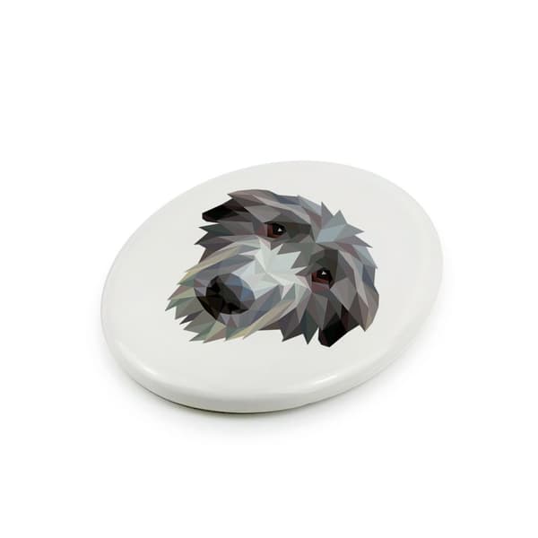 Skotlanninvinttikoira, Deerhound - laatta valokuvalla ja geometrisella kirjoituksella Art-Dog