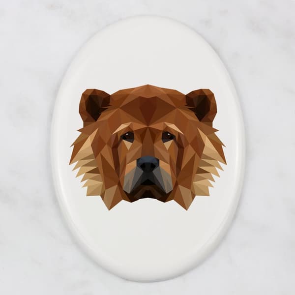 Chow Chow - en bricka med ett foto och en geometrisk inskription av Art-Dog
