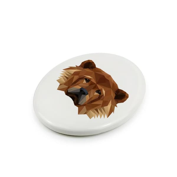 Chow Chow - en flise med et foto og en geometrisk inskription af Art-Dog