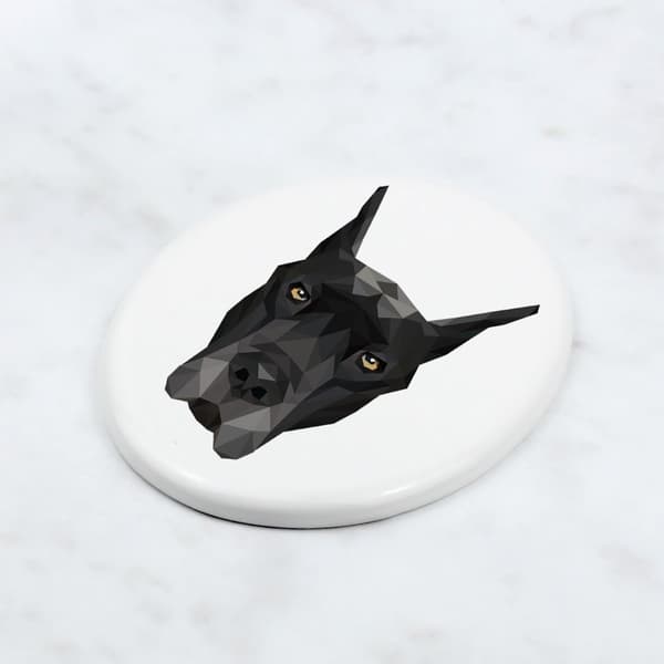 Great Dane - en flise med et foto og en geometrisk inskription af Art-Dog
