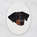 Pikkukuva 3 / 4: Doberman, Dobermann - laatta, jossa on valokuva ja geometrinen kirjoitus Art-Dogilta