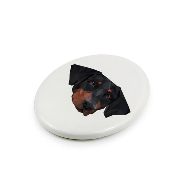 Doberman, Dobermann - laatta, jossa on valokuva ja geometrinen kirjoitus Art-Dogilta