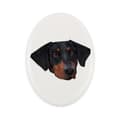 Pikkukuva 1 / 4: Doberman, Dobermann - laatta, jossa on valokuva ja geometrinen kirjoitus Art-Dogilta