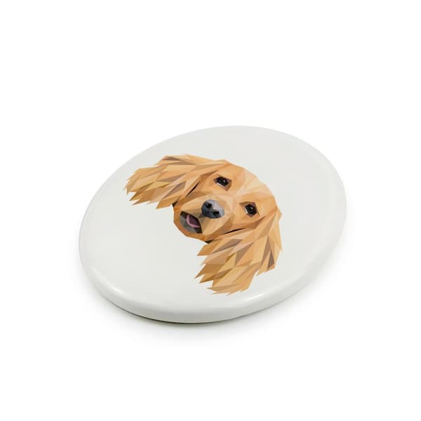 Engelsk Cocker Spaniel - en flise med et foto og en geometrisk inskription af Art-Dog