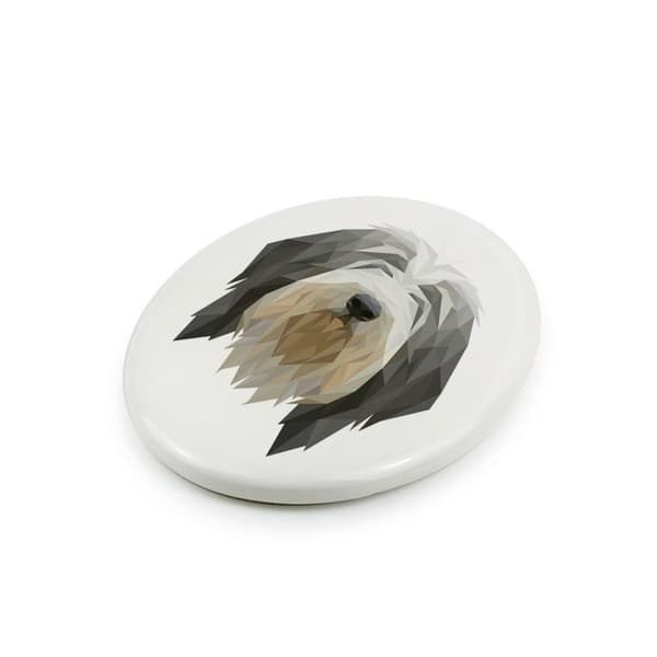 Bearded Collie, Highland Collie - laatta valokuvalla ja geometrisella kirjoituksella Art-Dog