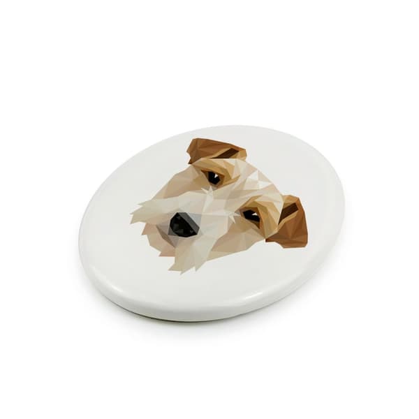 Trådhåret foxterrier - geometrisk flise med foto og inskription af Art-Dog