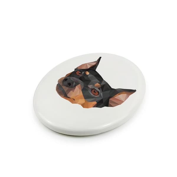 Medium pinscher, tysk pinscher - geometrisk kakel med foto och inskription av Art-Dog