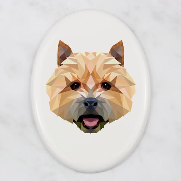 Norwich Terrier - en flise med et foto og en geometrisk inskription af Art-Dog