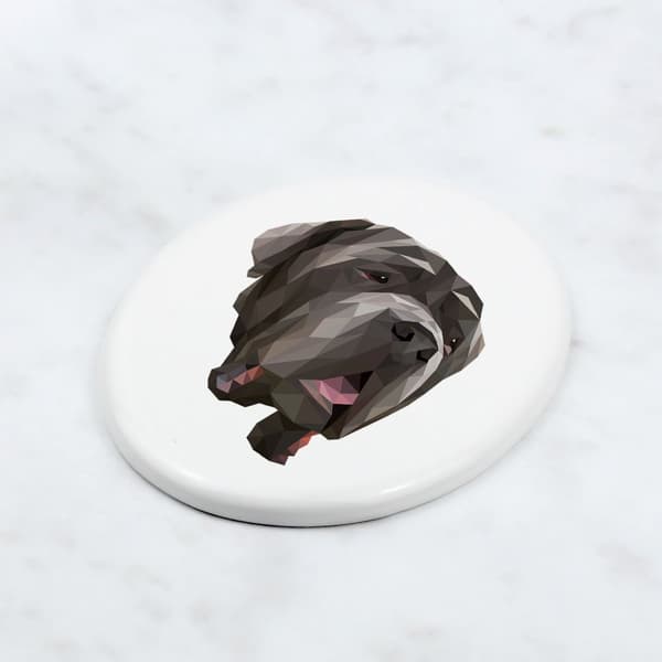 Napolitansk mastiff, napolitansk mastiff, Mastino napoletano - geometrisk kakel med foto och inskription av Art-Dog