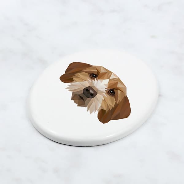 Breton Basset, Basset Fauve de Bretagne - geometrisk flise med et foto og inskription af Art-Dog