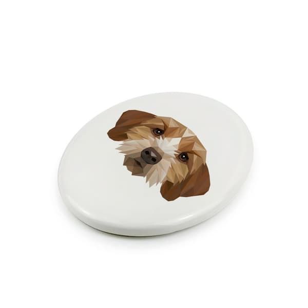 Breton Basset, Basset Fauve de Bretagne - geometrisk flise med et foto og inskription af Art-Dog