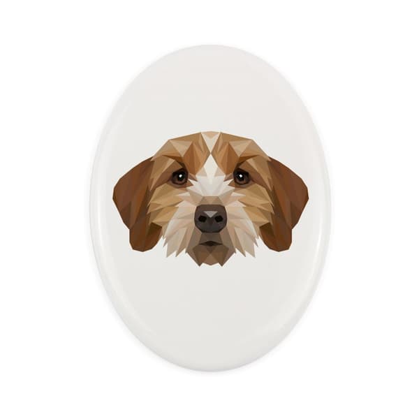 Breton Basset, Basset Fauve de Bretagne - geometrisk flise med et foto og inskription af Art-Dog