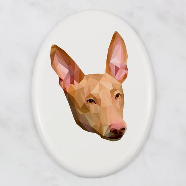 Faraos hund, maltesisk vinthund - geometrisk kakel med foto och inskription av Art-Dog