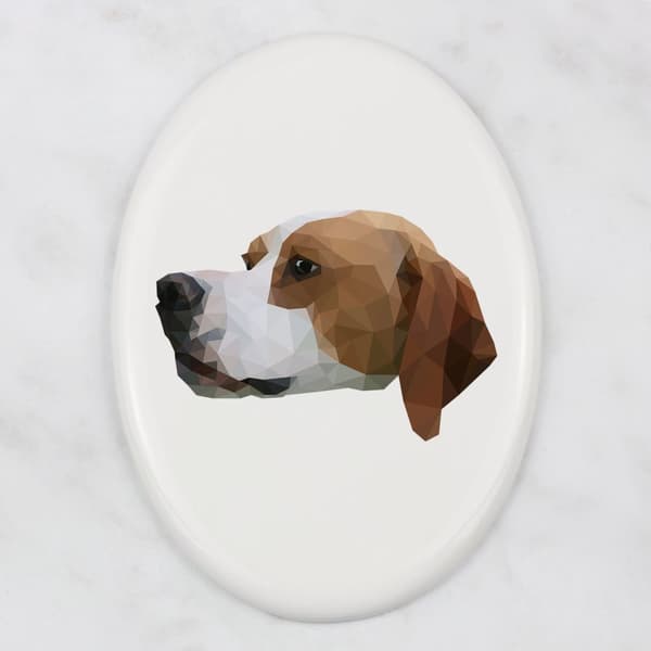 Pointer - en flise med et foto og en geometrisk inskription af Art-Dog