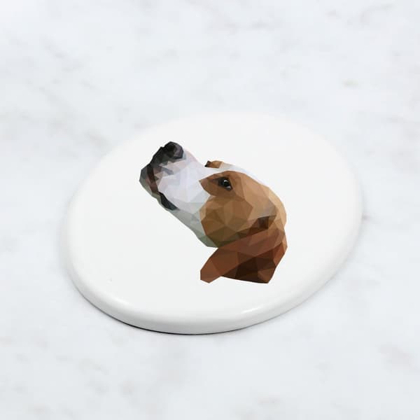 Pointer - en flise med et foto og en geometrisk inskription af Art-Dog