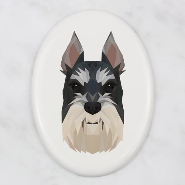 Schnauzer, Schnauzer I - en bricka med ett foto och en geometrisk inskription av Art-Dog