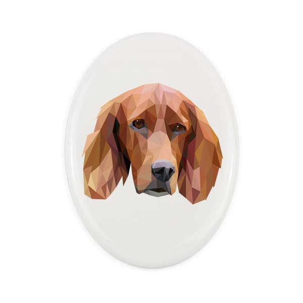Engelsk Setter, Laverack - en flise med et foto og en geometrisk inskription af Art-Dog