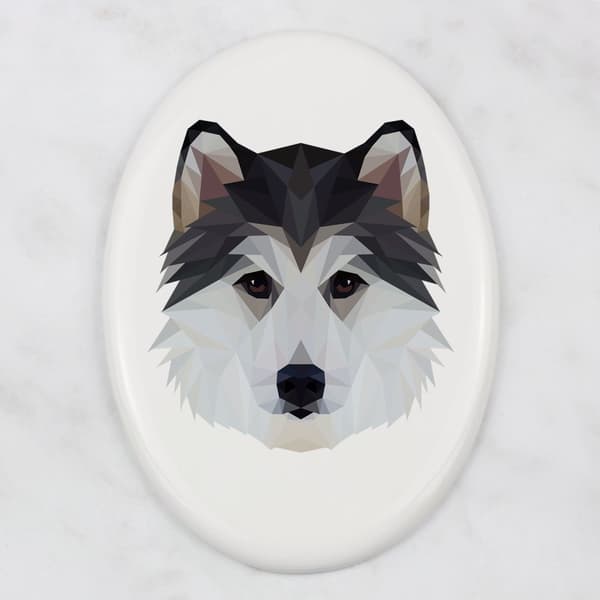 Siberian Husky, Siberian Husky - geometrisk kakel med foto och inskription av Art-Dog