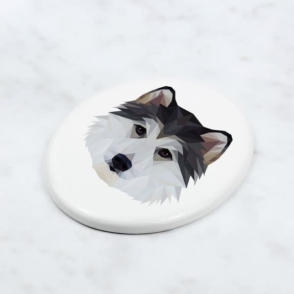 Siberian Husky, Siberian Husky - geometrisk kakel med foto och inskription av Art-Dog