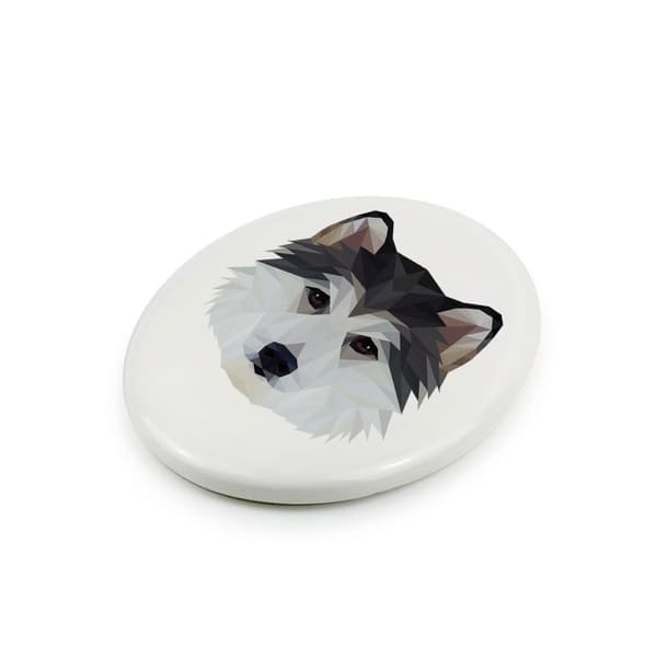 Siberian Husky, Siberian Husky - geometrisk kakel med foto och inskription av Art-Dog