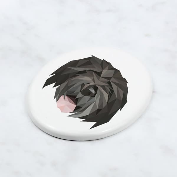 Russian Black Terrier - geometrisk kakel med foto och inskription av Art-Dog