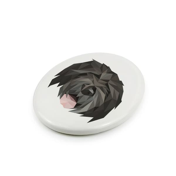 Russian Black Terrier - geometrisk kakel med foto och inskription av Art-Dog