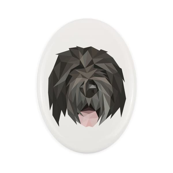 Russian Black Terrier - geometrisk flise med et foto og inskription af Art-Dog